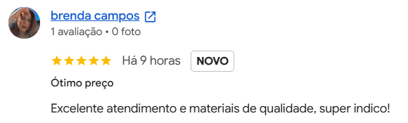 Avaliação de cliente da Gesso Elite no Google