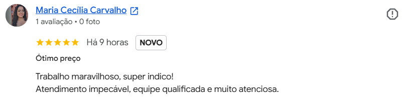 Avaliação de cliente da Gesso Elite no Google