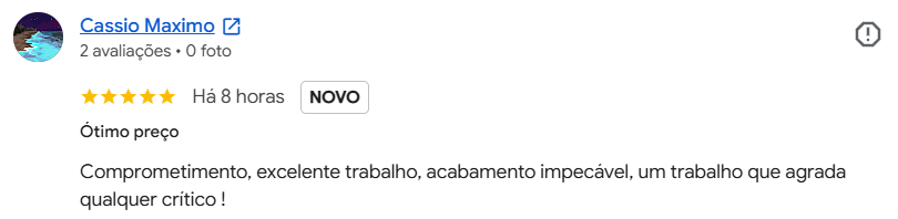 Avaliação de cliente da Gesso Elite no Google